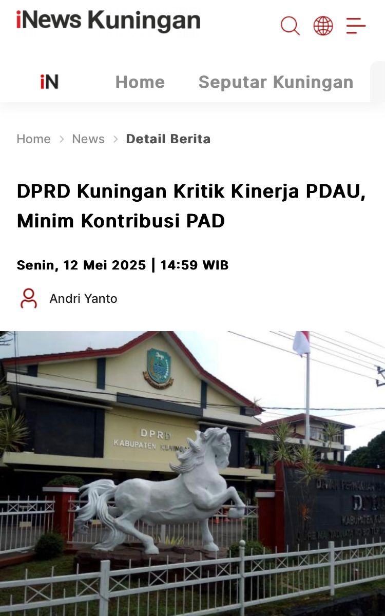 DPRD Kuningan Kritik Kinerja PDAU, Minim Kontribusi PAD